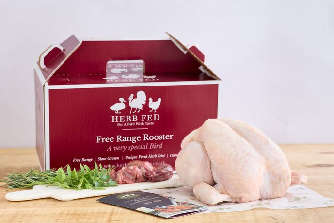 herb fed rooster raw